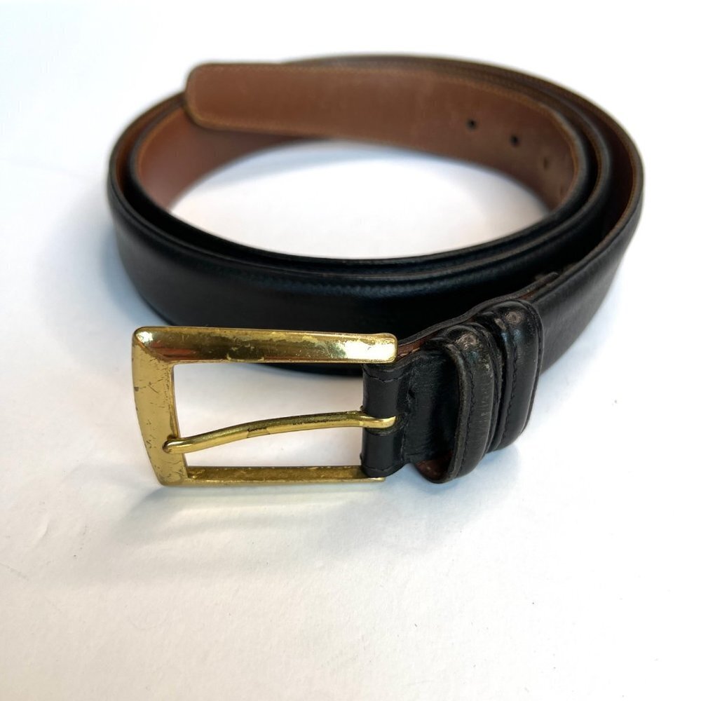 Trafalgar Black Leather Belt with Brass Buckle 1" Wide Soft Glove Made in USA‎